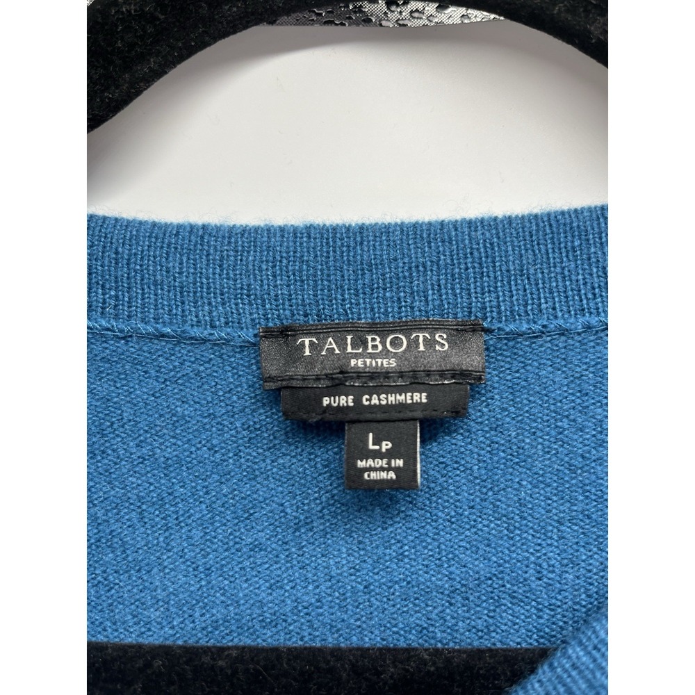 WOMANS TEAL 100% CASHMERE SWEATER TALBOTS PETITE Large - Picture 4 of 7